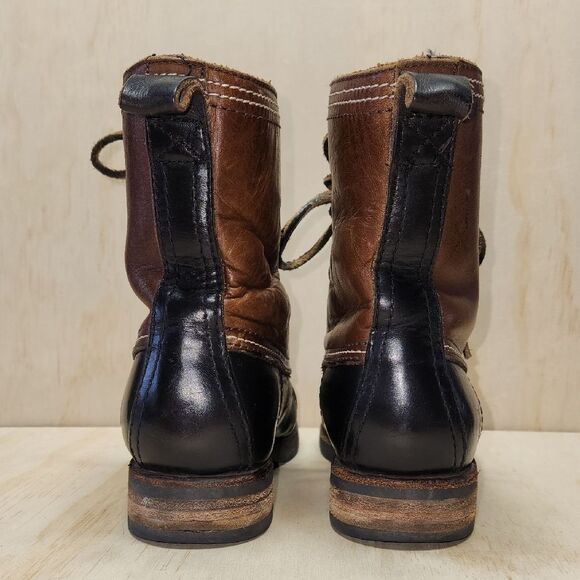 Frye Veronica Brown Black Duck Boots Leather Shearling Mid Calf Women 7.5 - Picture 4 of 11